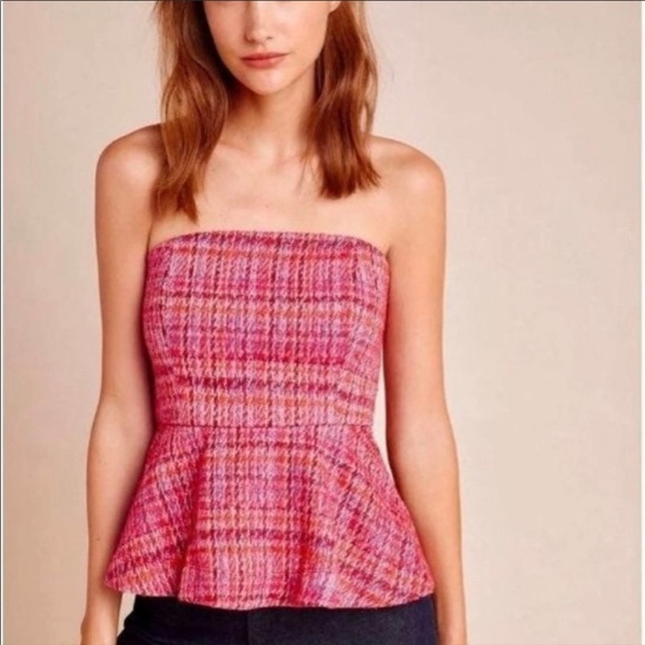 Anthropologie Maeve Shannon Tweed Peplum Top NWT Size Medium - Picture 1 of 6
